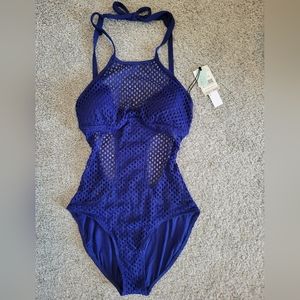 NWT Robin Piccone One Piece Bathing Suit Color Blue Size 12